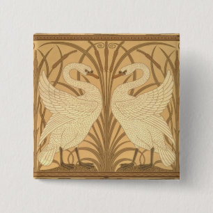 Badge Carré 5 Cm Conception de papier peint de cygne