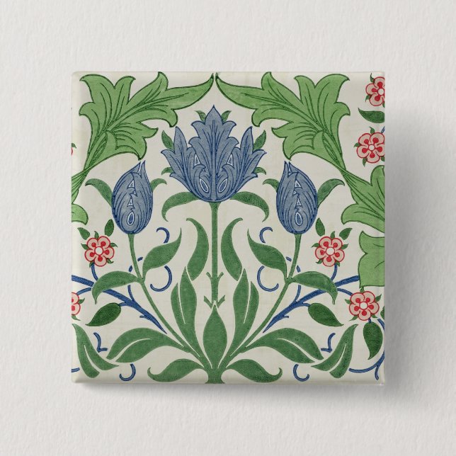 Badge Carré 5 Cm Conception de papier peint floral (Devant)