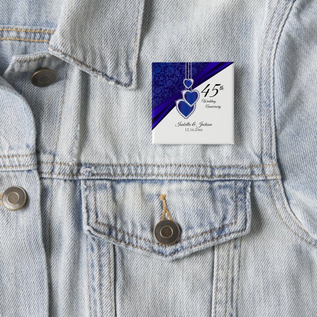 Badge Carré 5 Cm Conception du 45e anniversaire du Mariage (En situation)