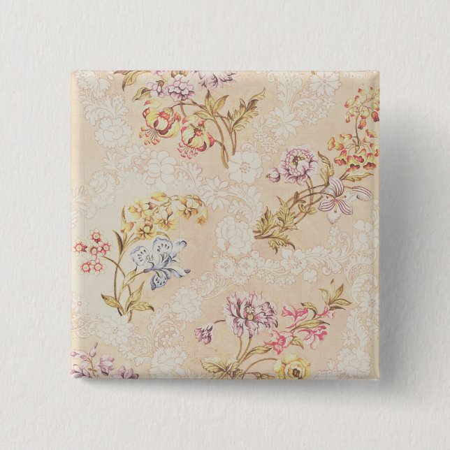 Badge Carré 5 Cm Conception florale avec des pivoines, des lis et (Devant)