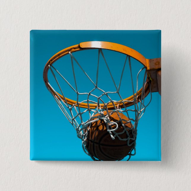 Badge Carré 5 Cm Conception géniale de basket-ball (Devant)