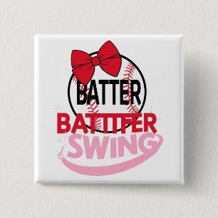 Badge Carré 5 Cm Conception Sur Le Thème Du Baseball "Batter Batter