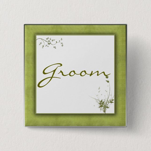 Badge Carré 5 Cm Conception verte simple de mariage (Devant)