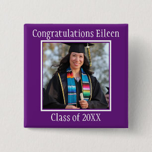 Badge Carré 5 Cm Congratulations Graduate name and photo Button