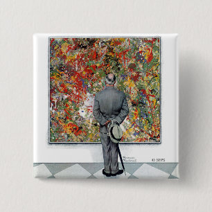 Badge Carré 5 Cm Connaisseur d'art par Norman Rockwell