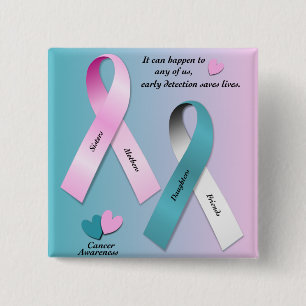 Badge Carré 5 Cm Conscience de Cancer