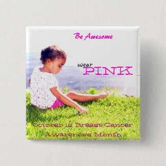 Badge Carré 5 Cm Conscience de cancer du sein