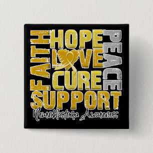 Badge Carré 5 Cm Conscience de neuroblastome de traitement d'amour