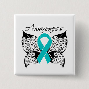 Badge Carré 5 Cm Conscience de papillon de tatouage - PCOS