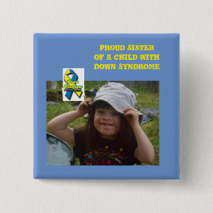 Badge Carré 5 Cm conscience de syndrome de Down