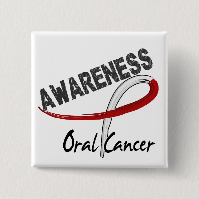 Badge Carré 5 Cm Conscience orale 3 de Cancer (Devant)