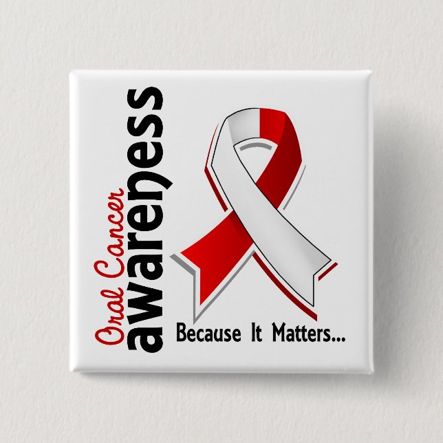 Badge Carré 5 Cm Conscience orale 5 de Cancer (Devant)