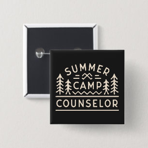 Badge Carré 5 Cm Conseiller du camp d'été noir esthétique vintage