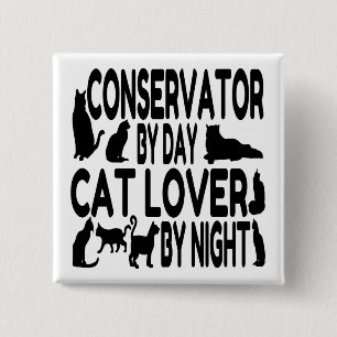 Badge Carré 5 Cm Conservateur Amoureux des chats