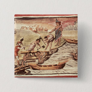 Badge Carré 5 Cm Constructeurs de bateaux indiens mexicains