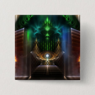 Badge Carré 5 Cm Contempler L'Art Fractal De L'Oz