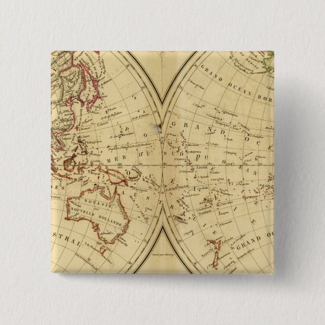 Badge Carré 5 Cm Continents (Devant)