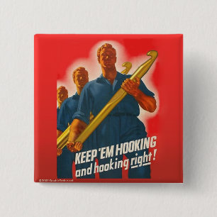 Badge Carré 5 Cm Continuez-les s'accrocher - bouton