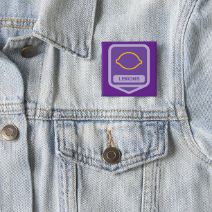 Badge Carré 5 Cm Contour de citron violet et jaune