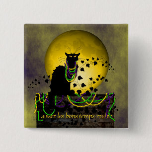 Badge Carré 5 Cm Conversation Noir Mardi Gras