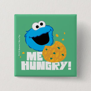 Badge Carré 5 Cm Cookie Monster Moi qui ai faim !