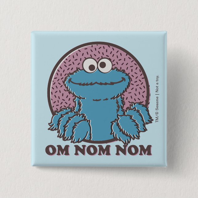 Badge Carré 5 Cm Cookie Monster | Om Nom Nom (Devant)