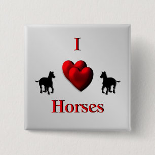 Badge Carré 5 Cm Cool I Heart Horses Design