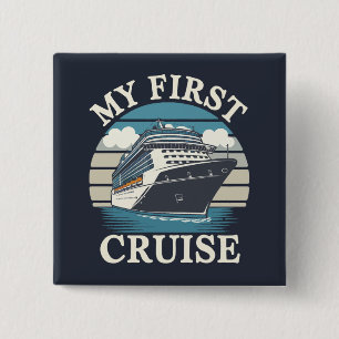 Badge Carré 5 Cm Cool Ma première croisière Famille Vacances Corres
