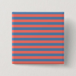 Badge Carré 5 Cm Corail vivant et bleu Pacifique Lignes horizontale