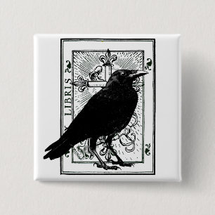 Badge Carré 5 Cm Corbeau et croix