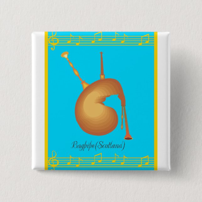 Badge Carré 5 Cm cornemuse (Devant)