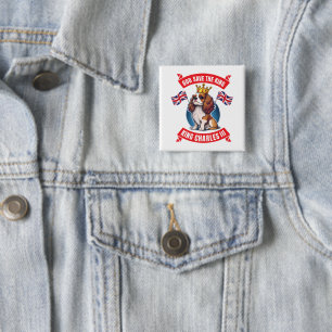 Badge Carré 5 Cm Coronation Cavalier King Charles