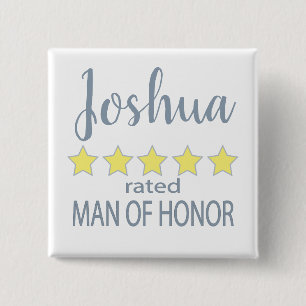 Badge Carré 5 Cm Cortège de Mariage & de Fiançailles 5 étoiles Homm