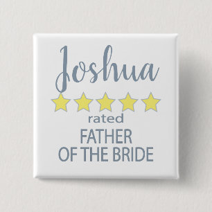 Badge Carré 5 Cm Cortège de Mariage & de Mariée 5 étoiles Père de l