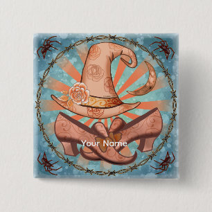 Badge Carré 5 Cm Costume de sorcière Épingle
