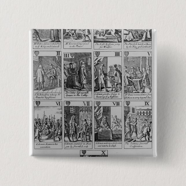 Badge Carré 5 Cm Costume des coeurs illustrant 'le Plot papal (Devant)