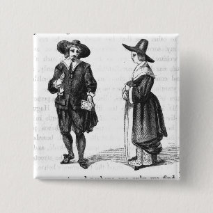 Badge Carré 5 Cm Costume des pèlerins