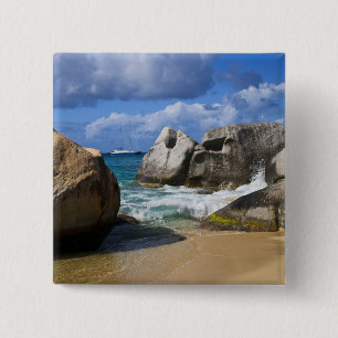 Badge Carré 5 Cm Côté plage, Virgin Gorda, Vierge britannique
