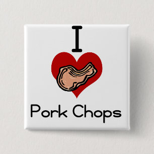 Badge Carré 5 Cm Côtelette de porc du l'amour-coeur I