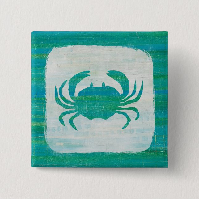 Badge Carré 5 Cm Côtier | Crabe aquatique (Devant)