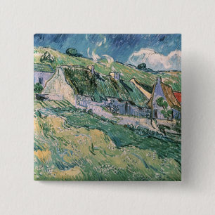 Badge Carré 5 Cm Cottages de Vincent van Gogh à l'Auvers-sur-Oise