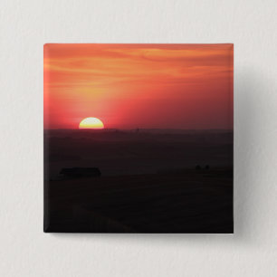 Badge Carré 5 Cm Coucher de soleil sur la Palouse