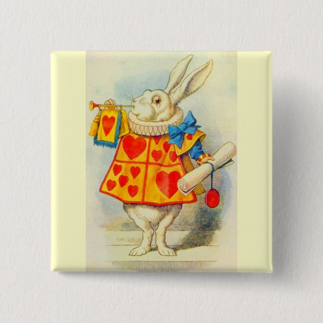 Badge Carré 5 Cm Couleur complète du lapin blanc (Devant)