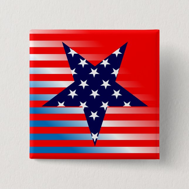 Badge Carré 5 Cm Couleurs du drapeau américain (Devant)