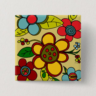 Badge Carré 5 Cm Couleurs urbaines de rétros fleurs