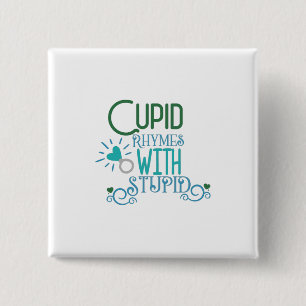 Badge Carré 5 Cm Couple Cadeau Rhymes Cupides Avec Stupide
