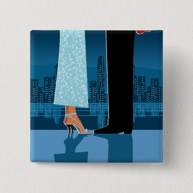 Badge Carré 5 Cm Couples romantiques dans la ville (Devant)