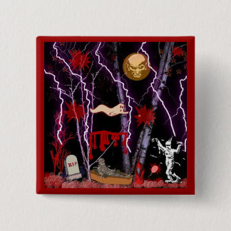 BADGE CARRÉ 5 CM COUR DE HALLOWEEN