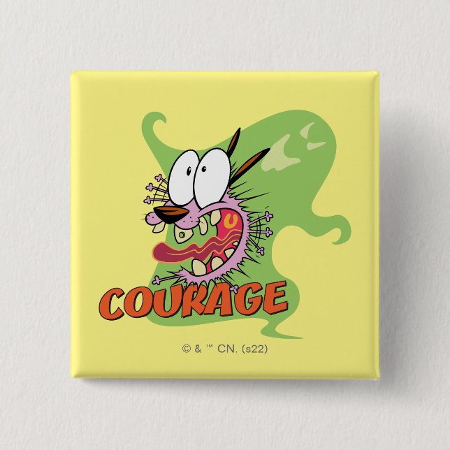 Badge Carré 5 Cm Courage du chien lâché | Graphique fantôme (Devant)