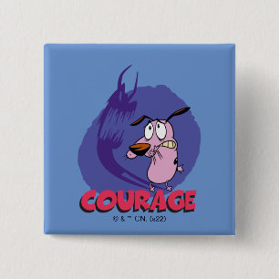 Badge Carré 5 Cm Courage du chien lâché   Graphique instantané